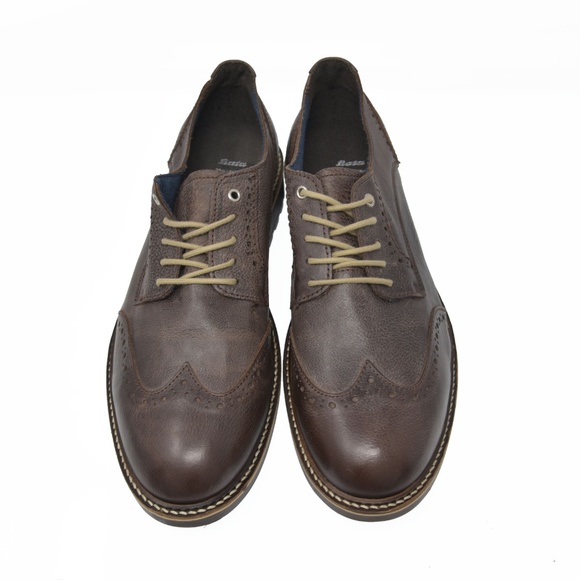 *BATA Sz 10.5 Brown Leather Oxford Wingtip Shoes